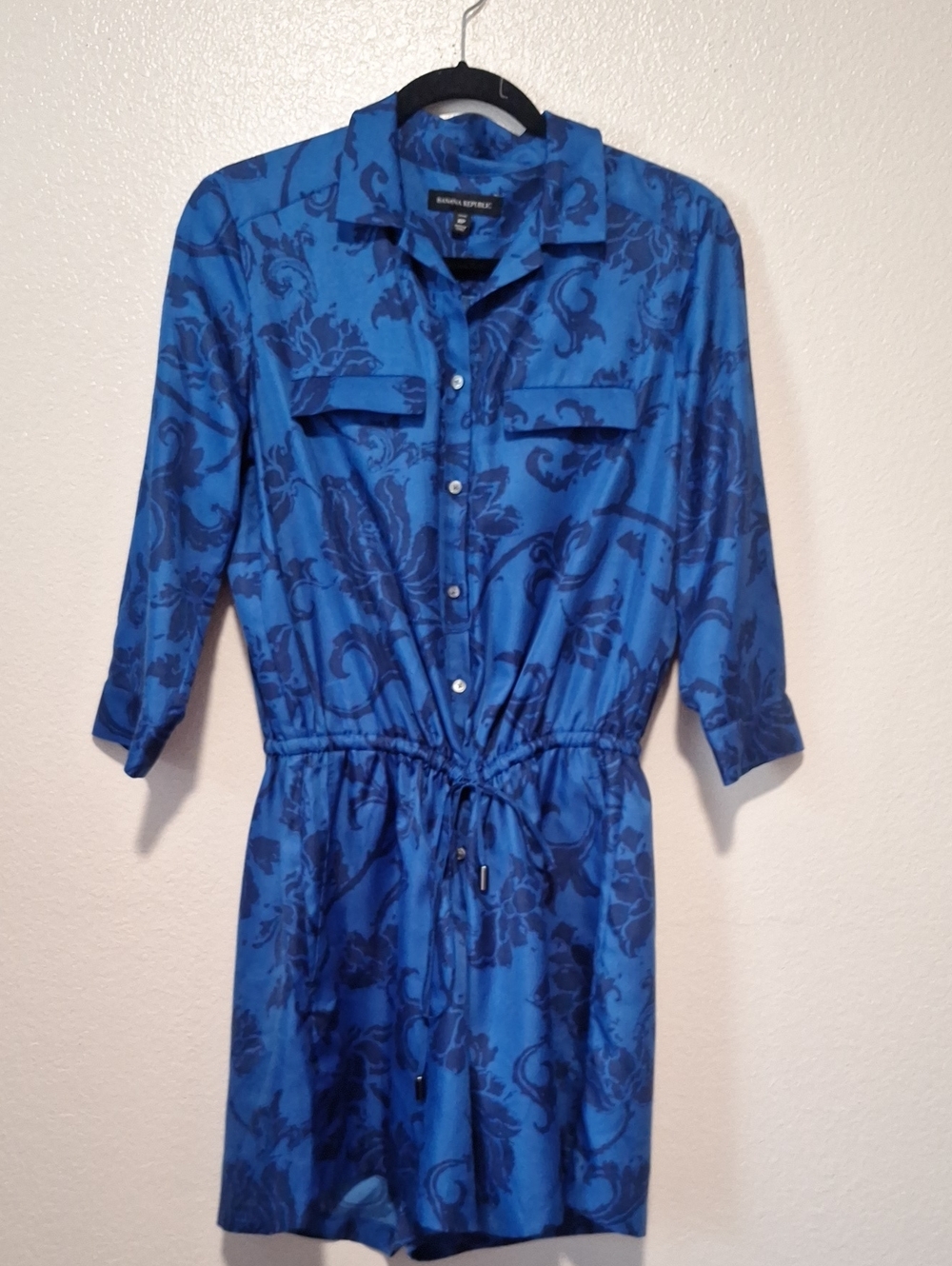 Banana Republic Blue Floral-Print Short Romper, 8 Petite